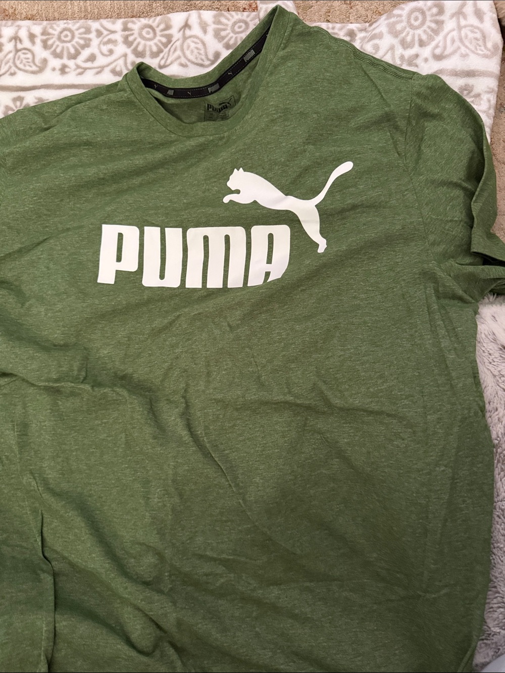 Puma Olive Green Logo Short Sleeve Tee
